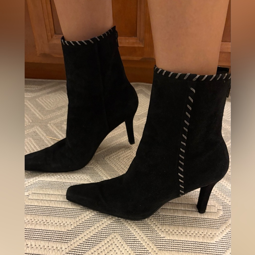 Stuart Weitzman Ankle Boots Brown Suede Leather Rear Zip Size 9